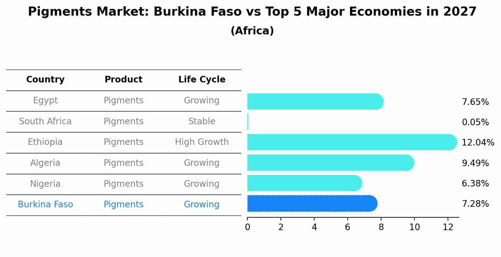 Pigments Market: Burkina Faso vs Top 5 Major Economies in 2027 (Africa)