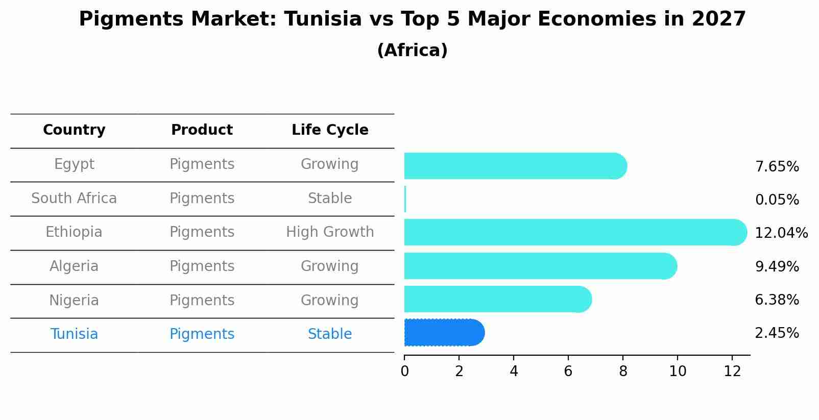 Pigments Market: Tunisia vs Top 5 Major Economies in 2027 (Africa)