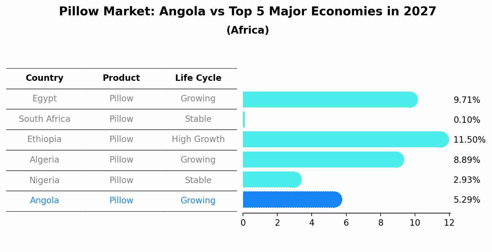 Pillow Market: Angola vs Top 5 Major Economies in 2027 (Africa)