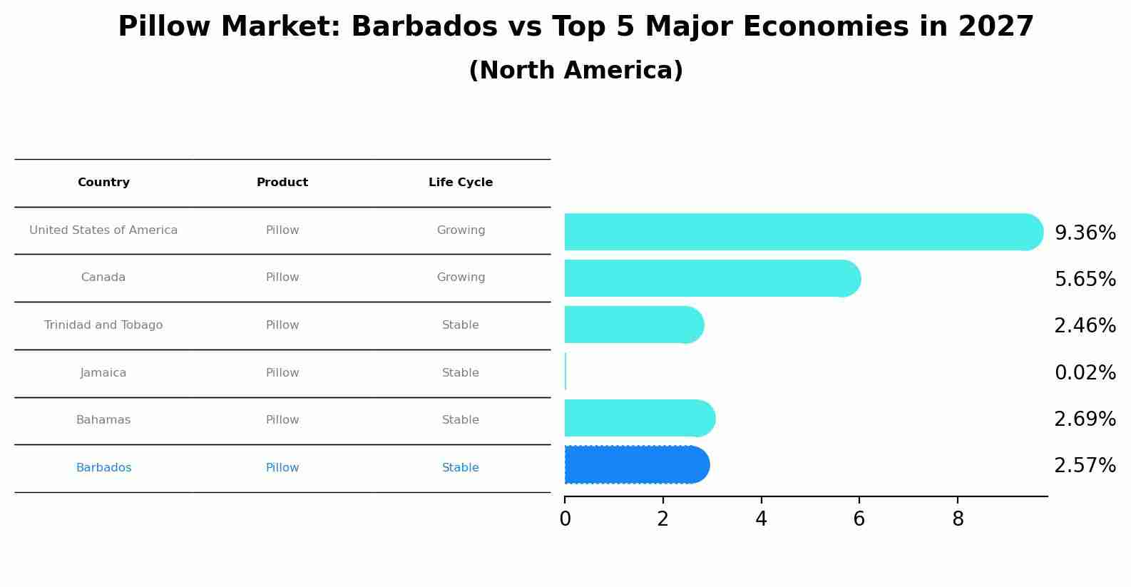 Pillow Market: Barbados vs Top 5 Major Economies in 2027 (North America)