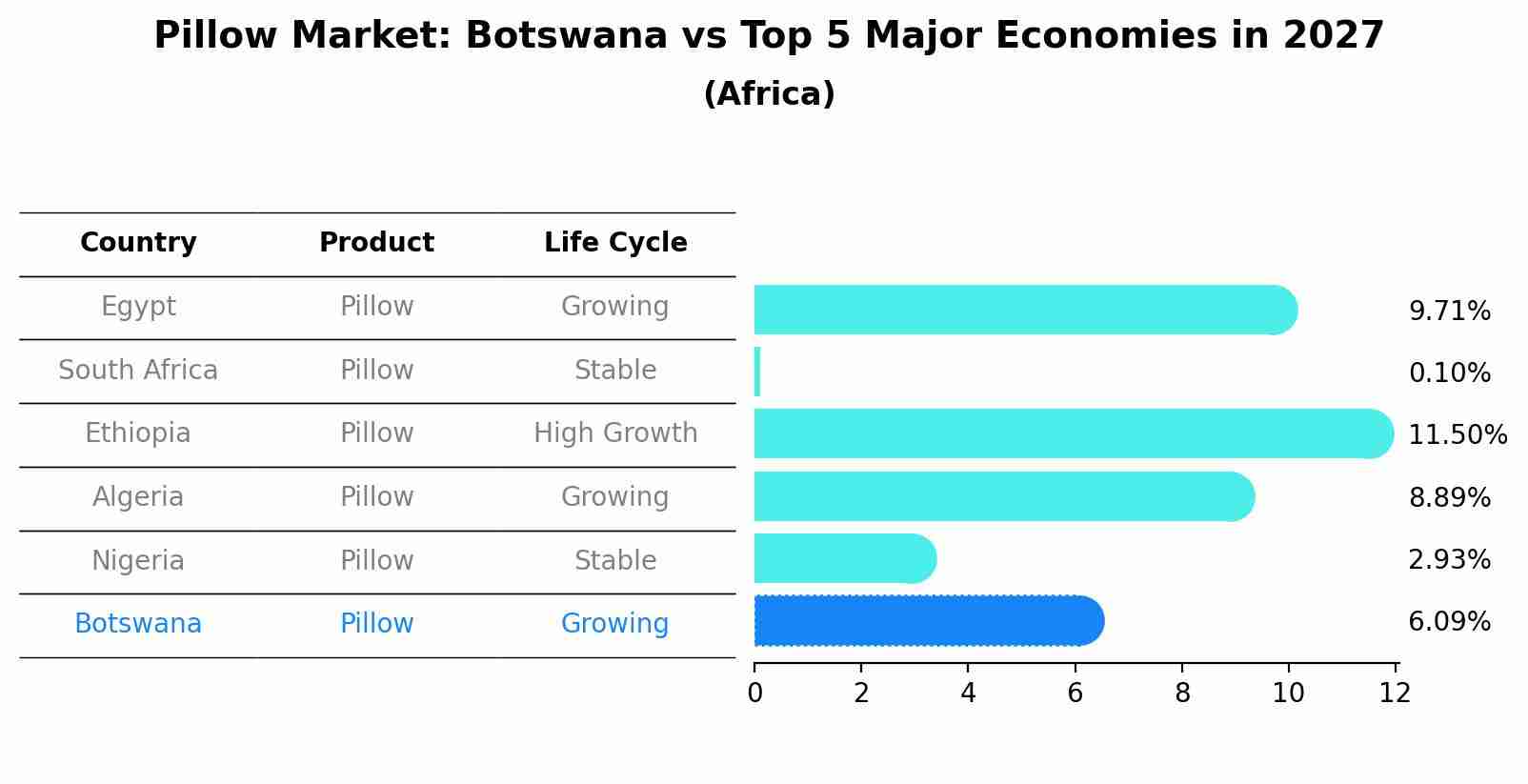 Pillow Market: Botswana vs Top 5 Major Economies in 2027 (Africa)
