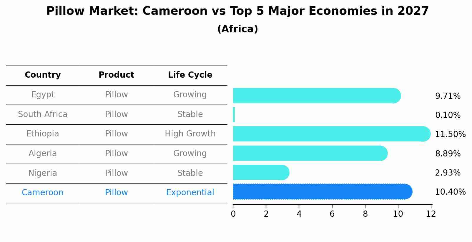 Pillow Market: Cameroon vs Top 5 Major Economies in 2027 (Africa)