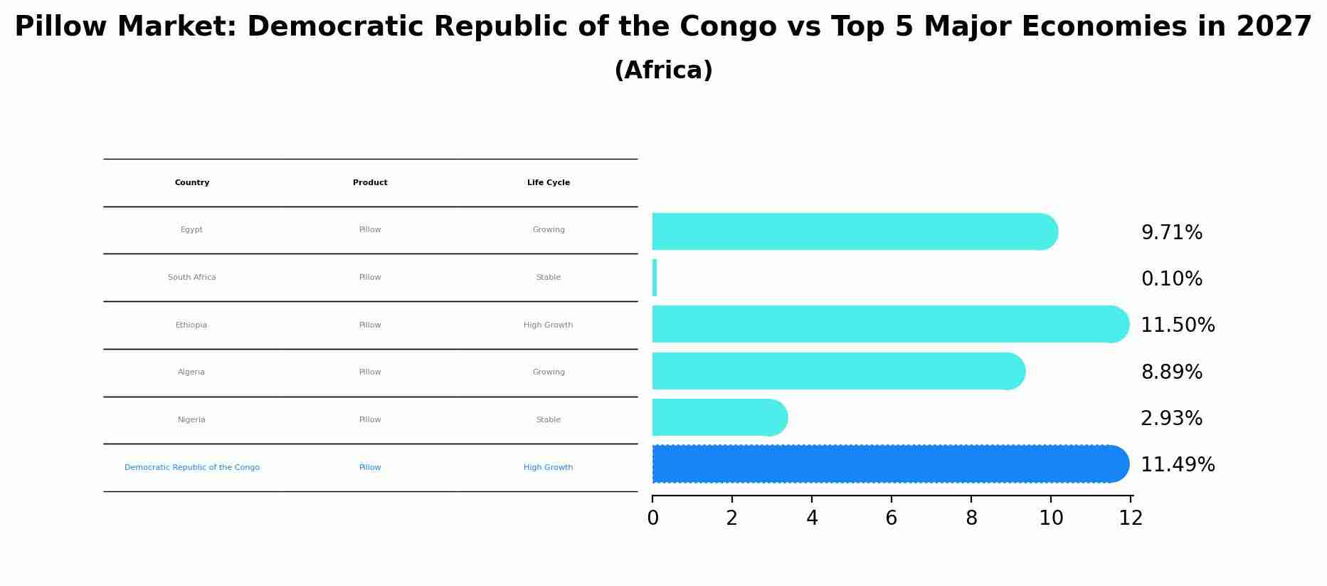 Pillow Market: Democratic Republic of the Congo vs Top 5 Major Economies in 2027 (Africa)