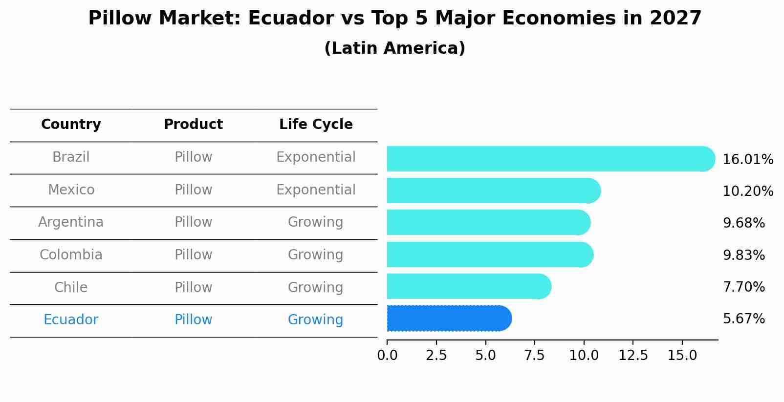 Pillow Market: Ecuador vs Top 5 Major Economies in 2027 (Latin America)