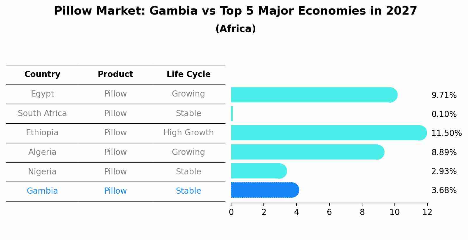 Pillow Market: Gambia vs Top 5 Major Economies in 2027 (Africa)