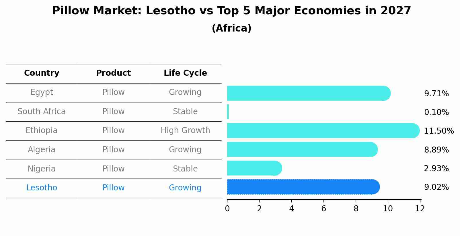 Pillow Market: Lesotho vs Top 5 Major Economies in 2027 (Africa)