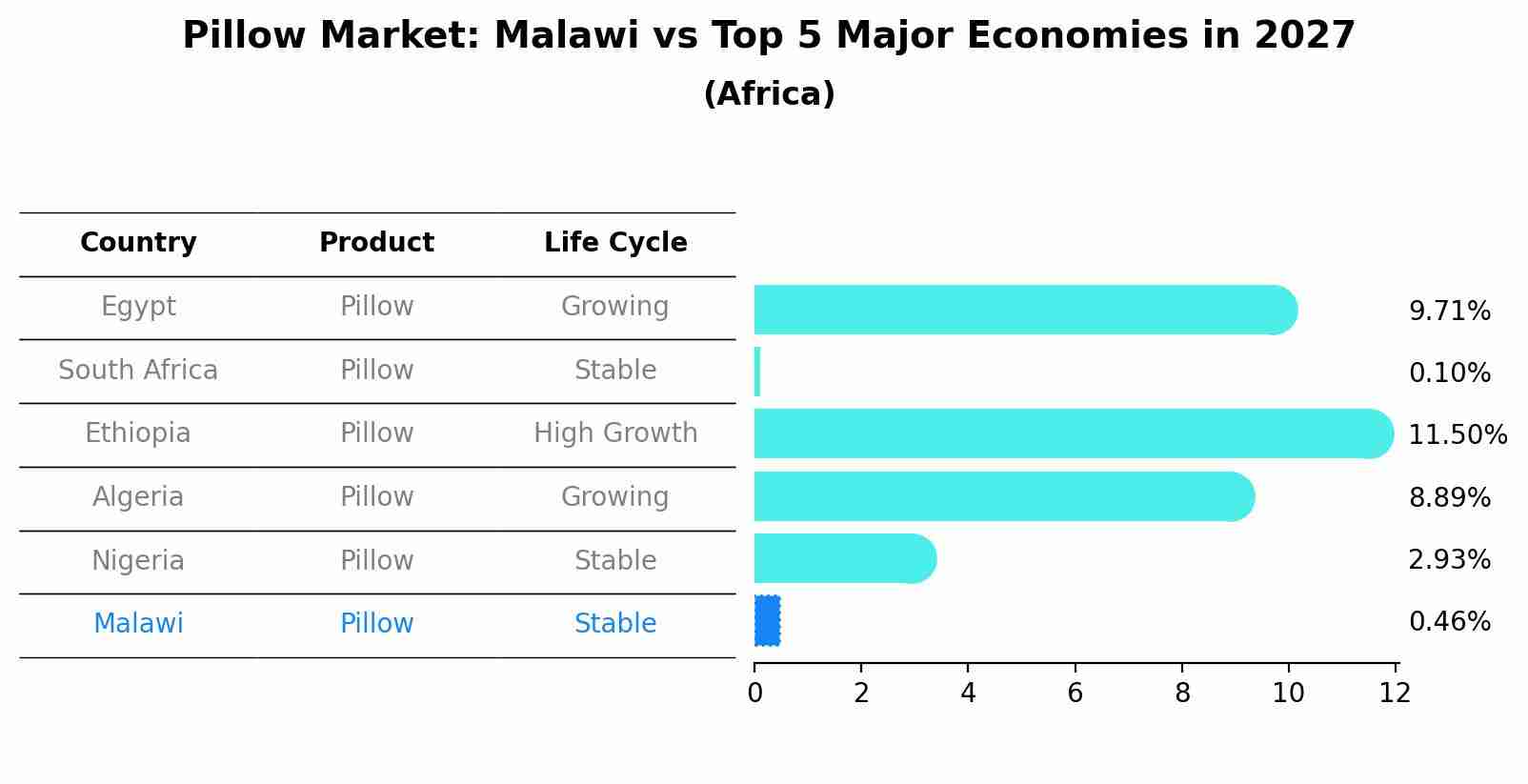 Pillow Market: Malawi vs Top 5 Major Economies in 2027 (Africa)