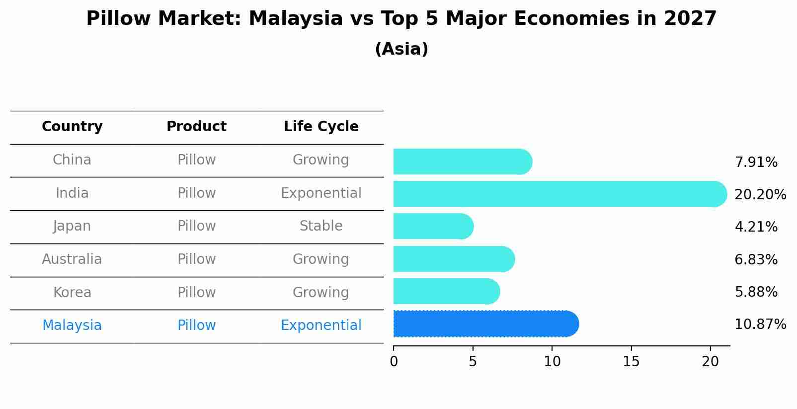 Pillow Market: Malaysia vs Top 5 Major Economies in 2027 (Asia)