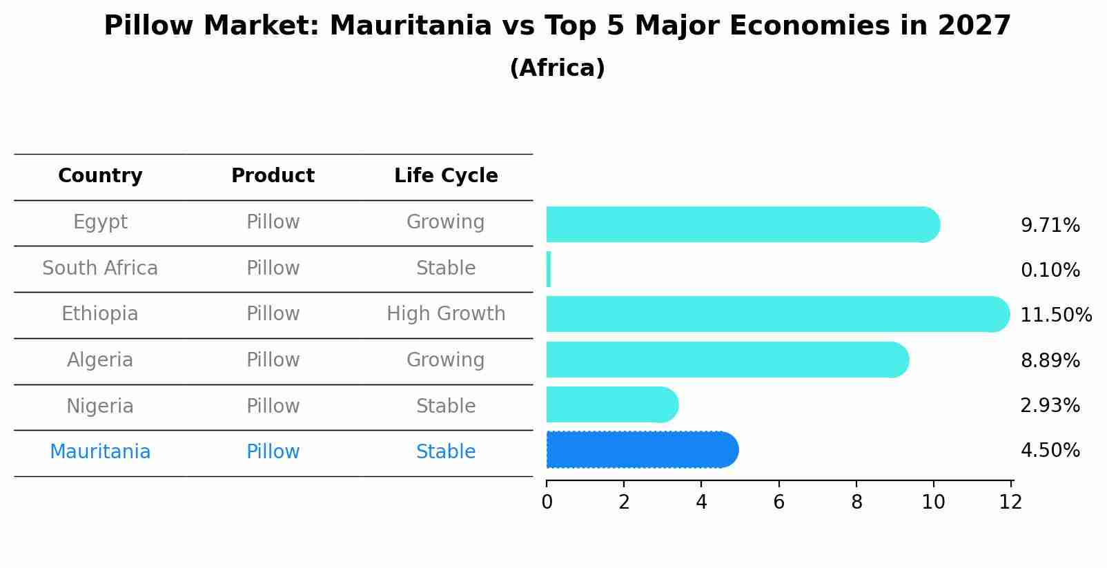 Pillow Market: Mauritania vs Top 5 Major Economies in 2027 (Africa)