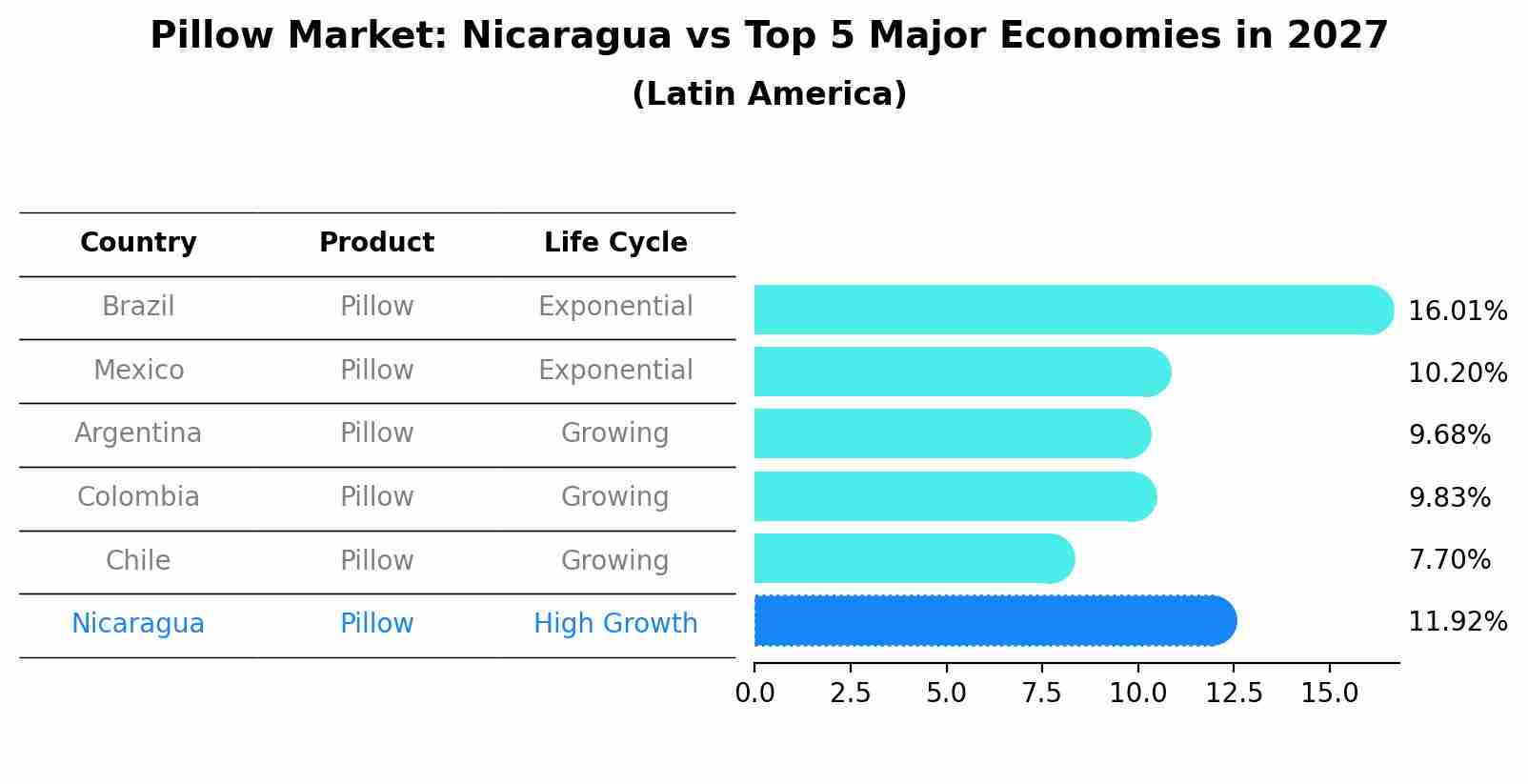 Pillow Market: Nicaragua vs Top 5 Major Economies in 2027 (Latin America)