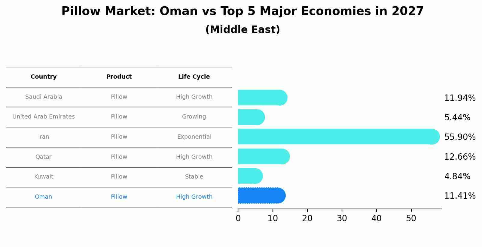 Pillow Market: Oman vs Top 5 Major Economies in 2027 (Middle East)