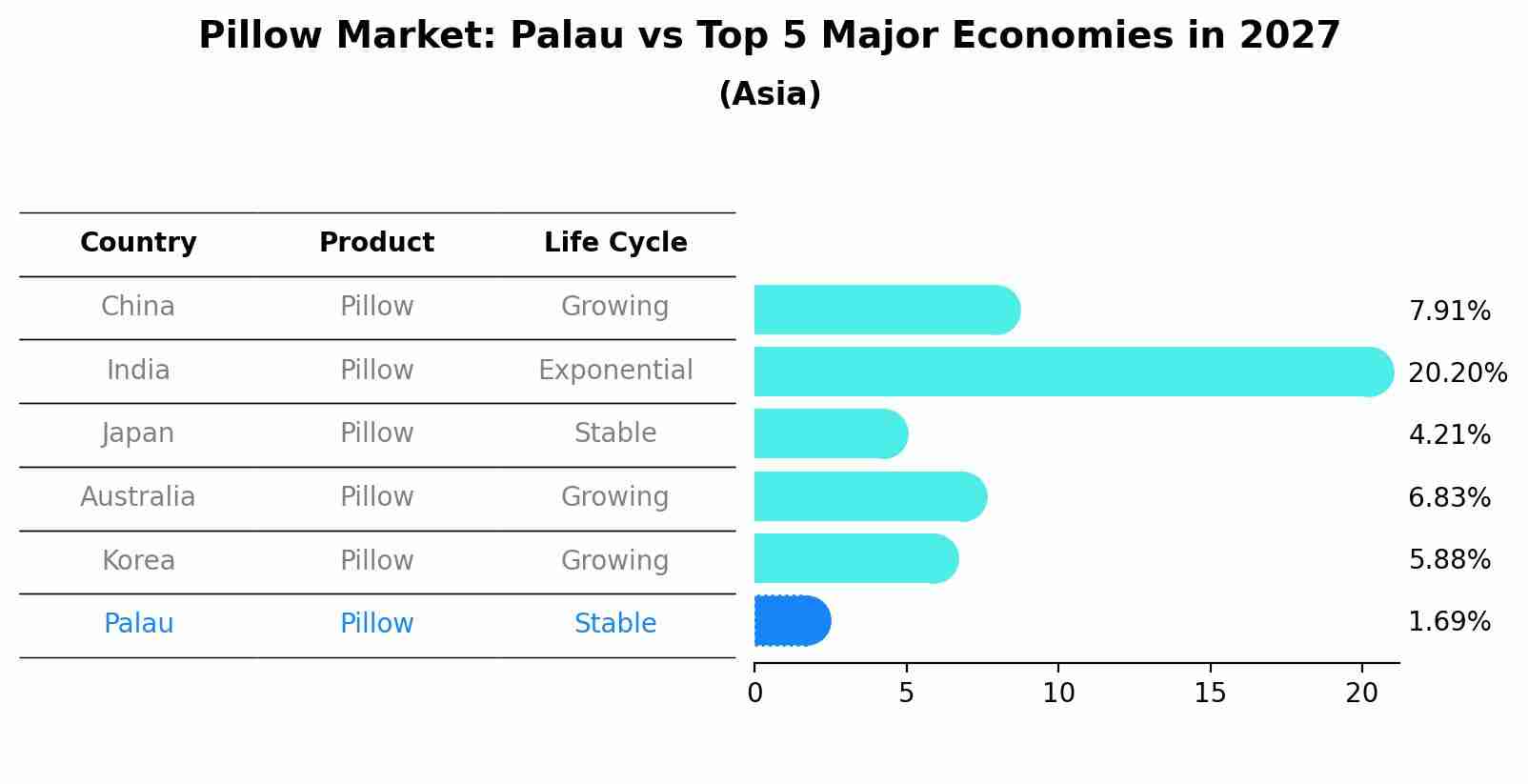 Pillow Market: Palau vs Top 5 Major Economies in 2027 (Asia)