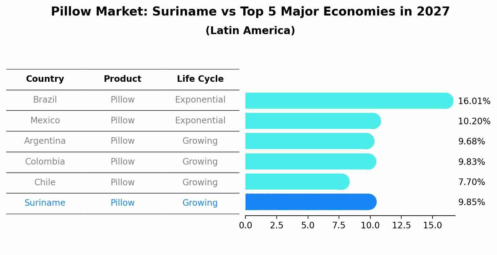 Pillow Market: Suriname vs Top 5 Major Economies in 2027 (Latin America)