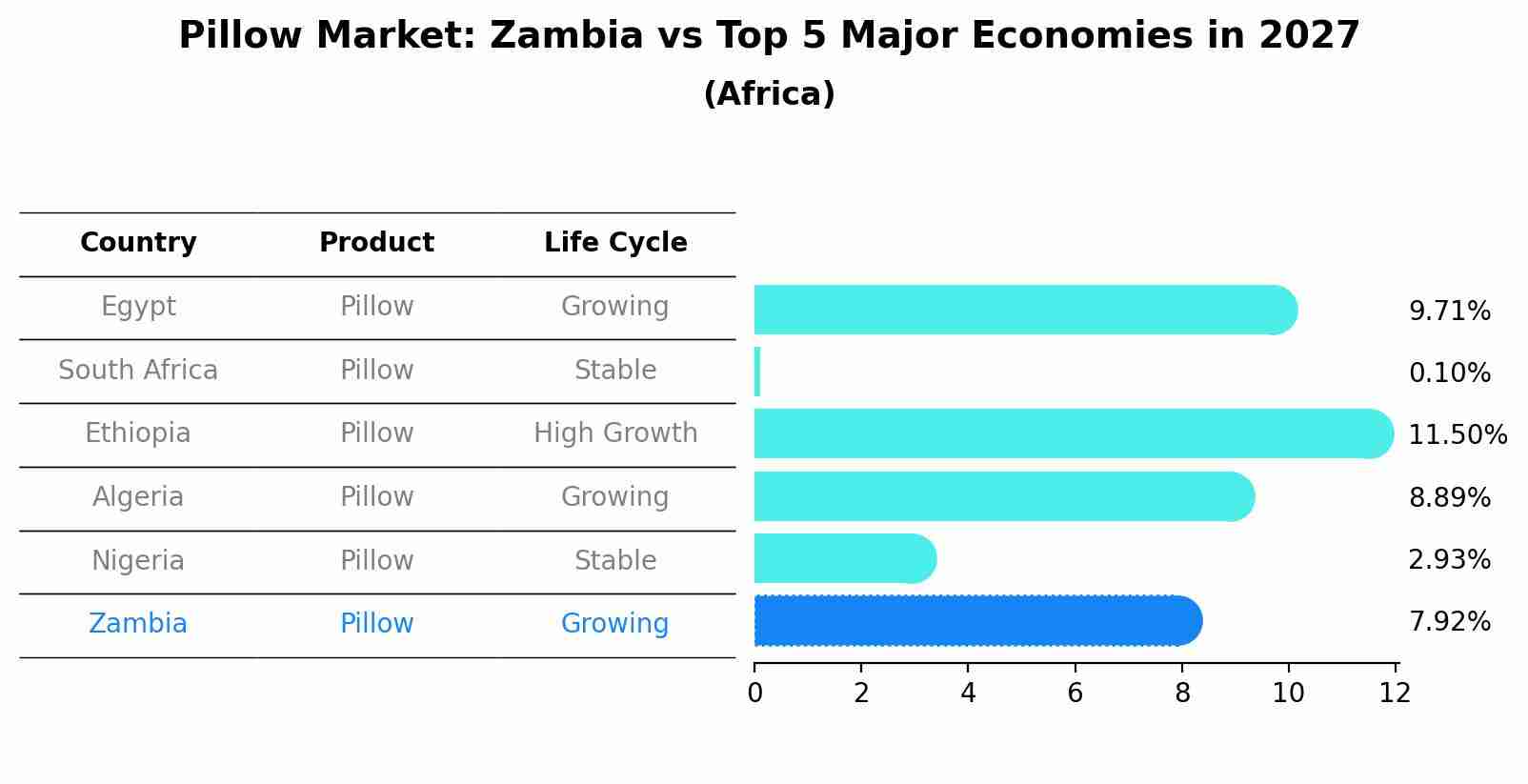 Pillow Market: Zambia vs Top 5 Major Economies in 2027 (Africa)