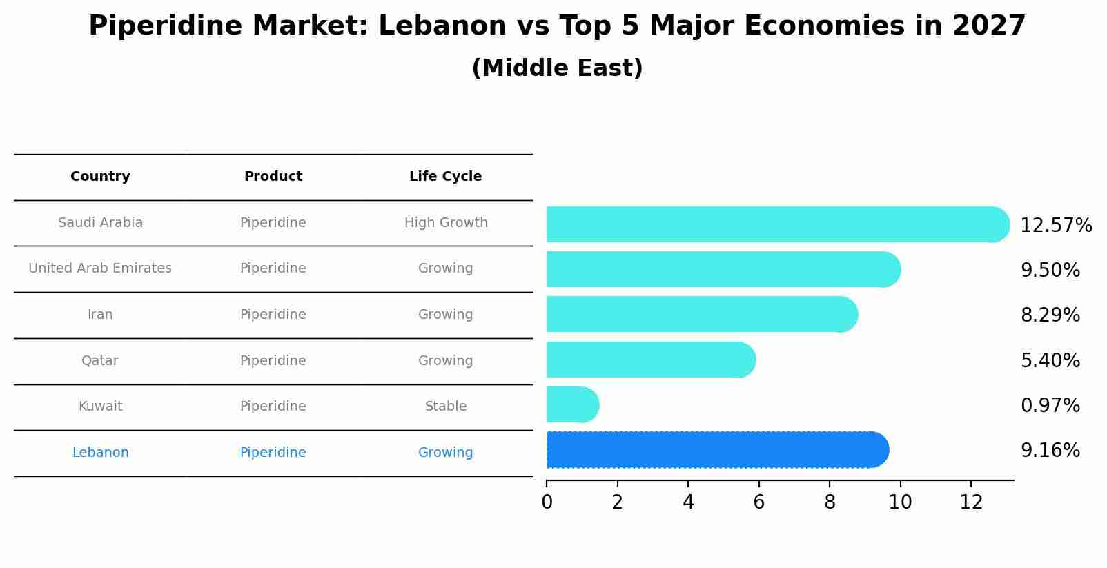 Piperidine Market: Lebanon vs Top 5 Major Economies in 2027 (Middle East)