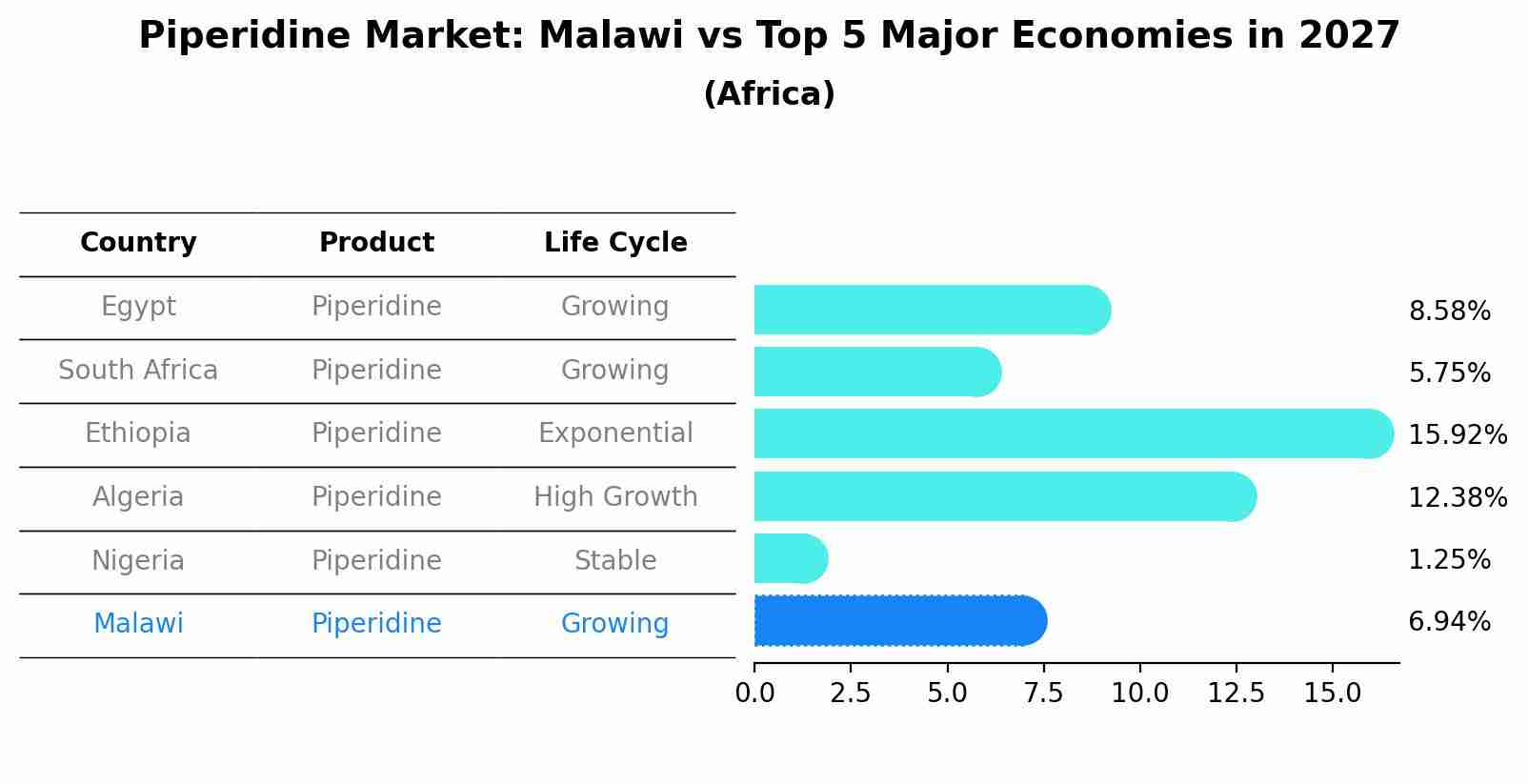 Piperidine Market: Malawi vs Top 5 Major Economies in 2027 (Africa)