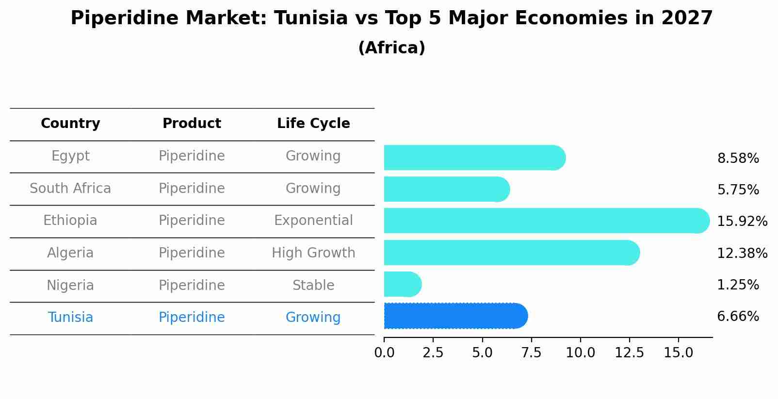 Piperidine Market: Tunisia vs Top 5 Major Economies in 2027 (Africa)