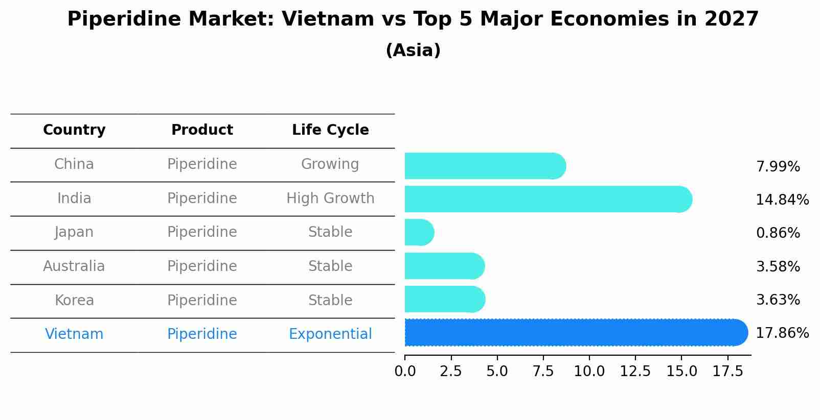 Piperidine Market: Vietnam vs Top 5 Major Economies in 2027 (Asia)