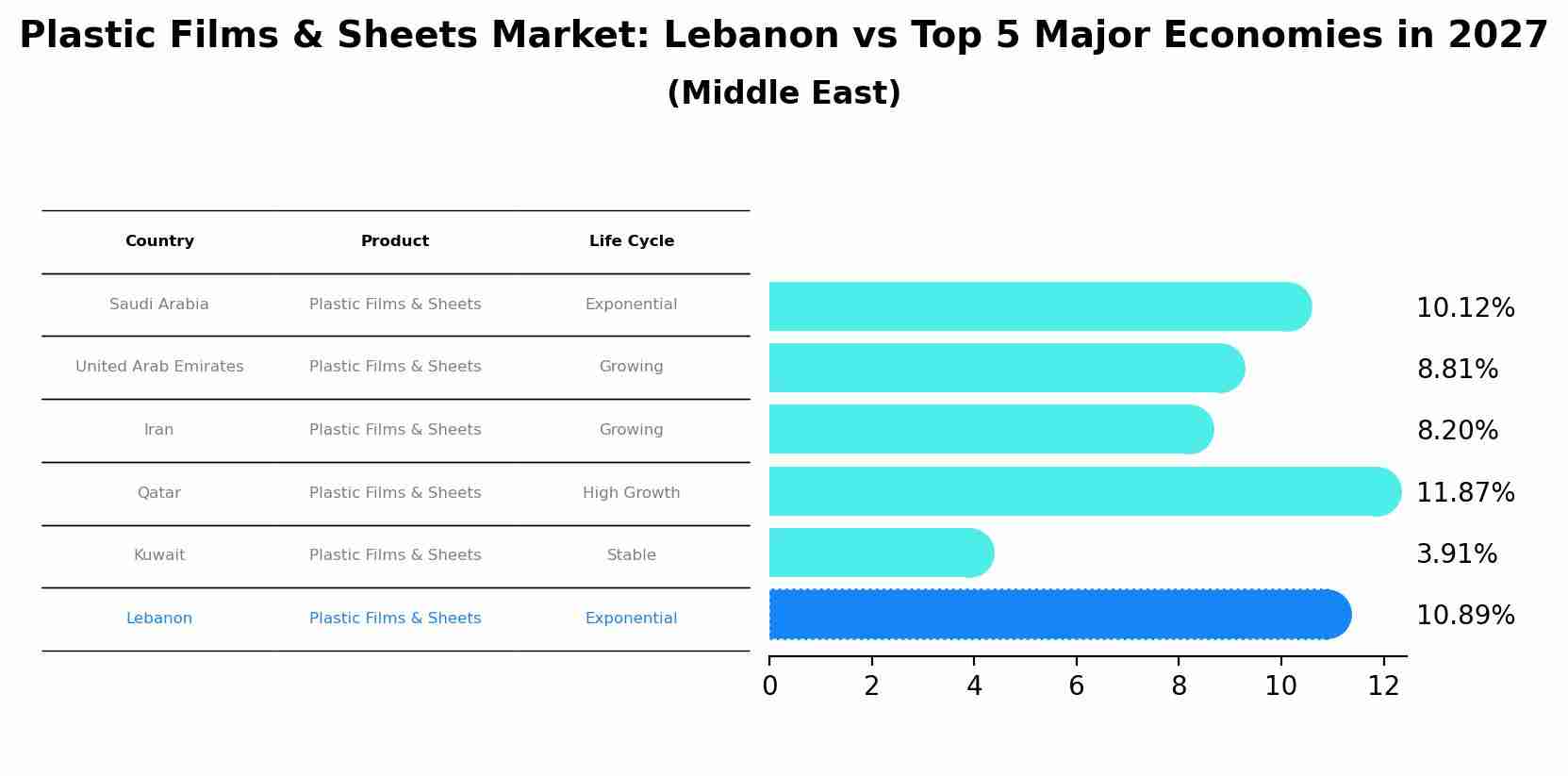 Plastic Films & Sheets Market: Lebanon vs Top 5 Major Economies in 2027 (Middle East)
