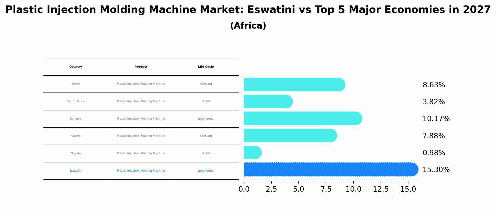 Plastic Injection Molding Machine Market: Eswatini vs Top 5 Major Economies in 2027 (Africa)
