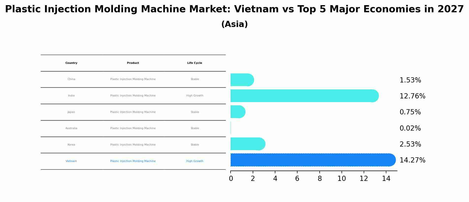 Plastic Injection Molding Machine Market: Vietnam vs Top 5 Major Economies in 2027 (Asia)