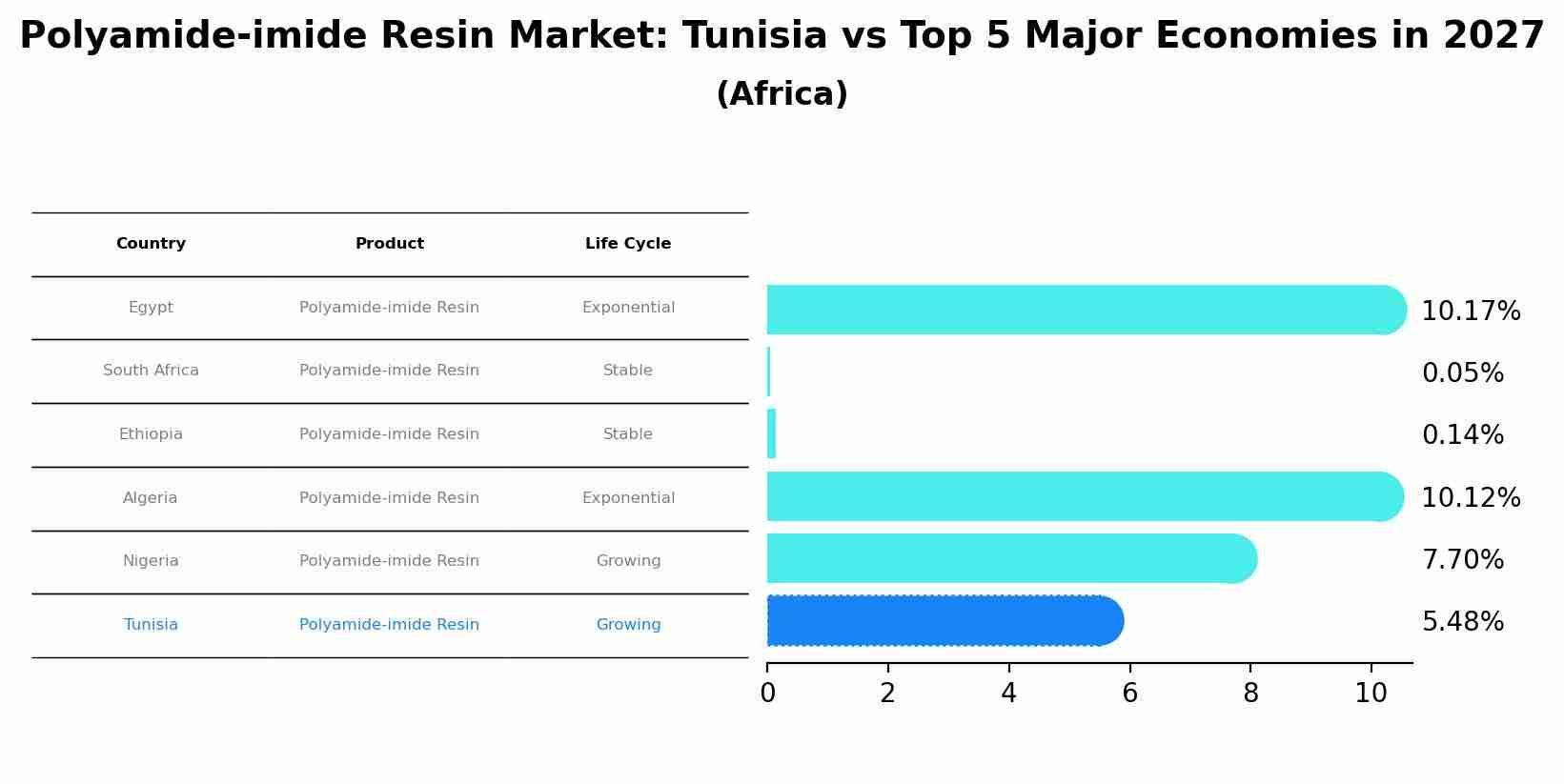Polyamide-imide Resin Market: Tunisia vs Top 5 Major Economies in 2027 (Africa)
