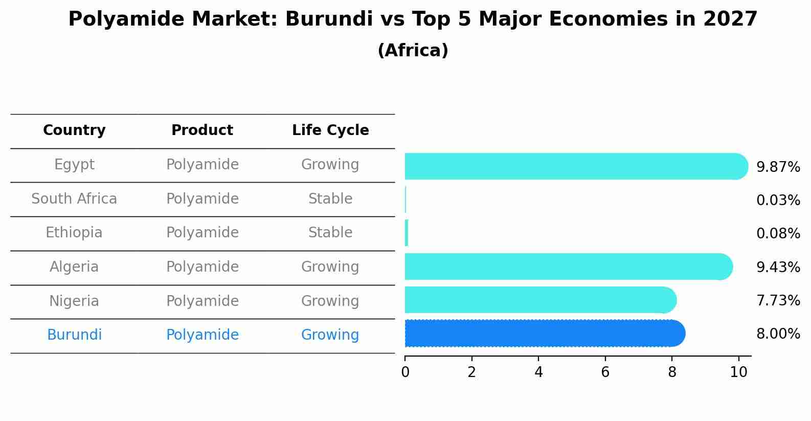 Polyamide Market: Burundi vs Top 5 Major Economies in 2027 (Africa)