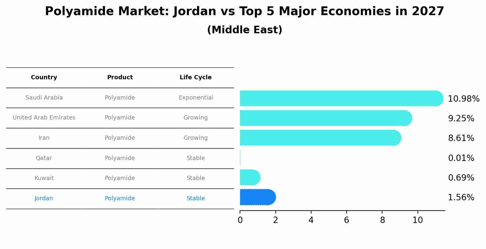 Polyamide Market: Jordan vs Top 5 Major Economies in 2027 (Middle East)
