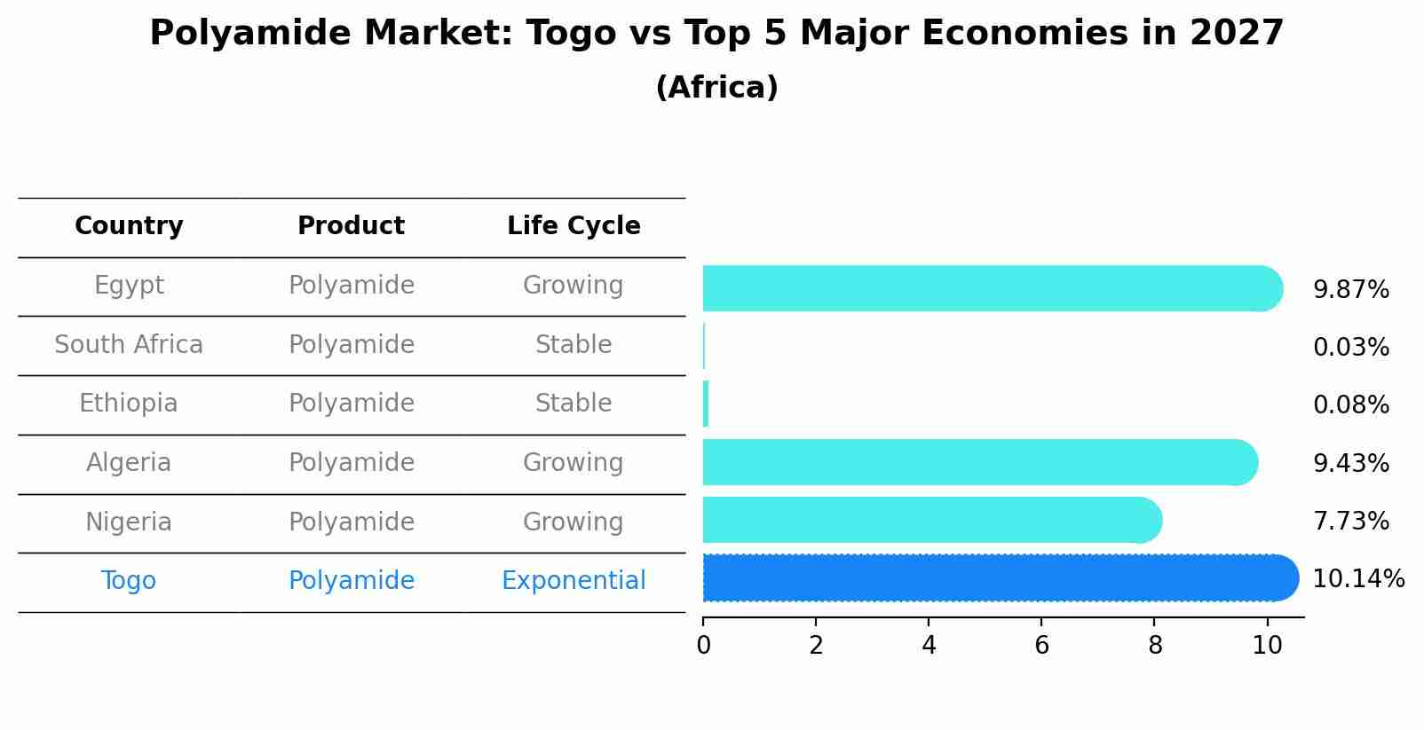 Polyamide Market: Togo vs Top 5 Major Economies in 2027 (Africa)