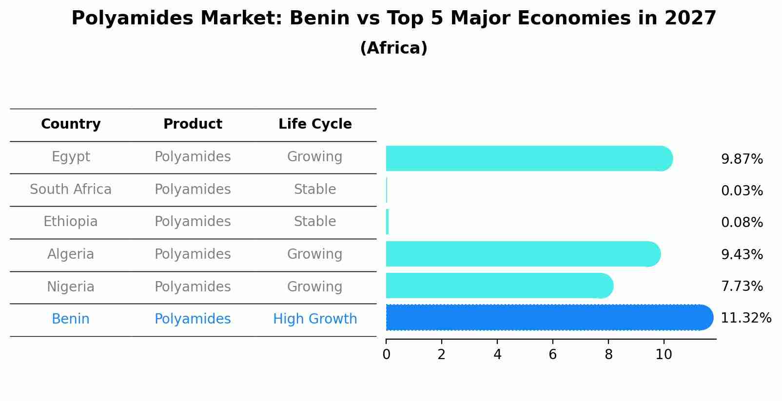 Polyamides Market: Benin vs Top 5 Major Economies in 2027 (Africa)