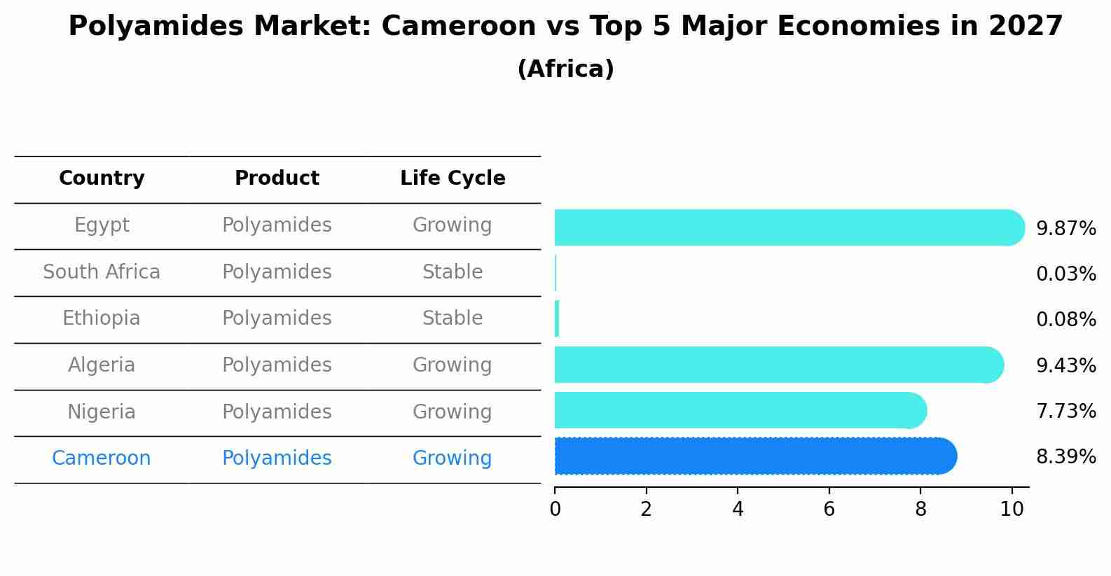 Polyamides Market: Cameroon vs Top 5 Major Economies in 2027 (Africa)
