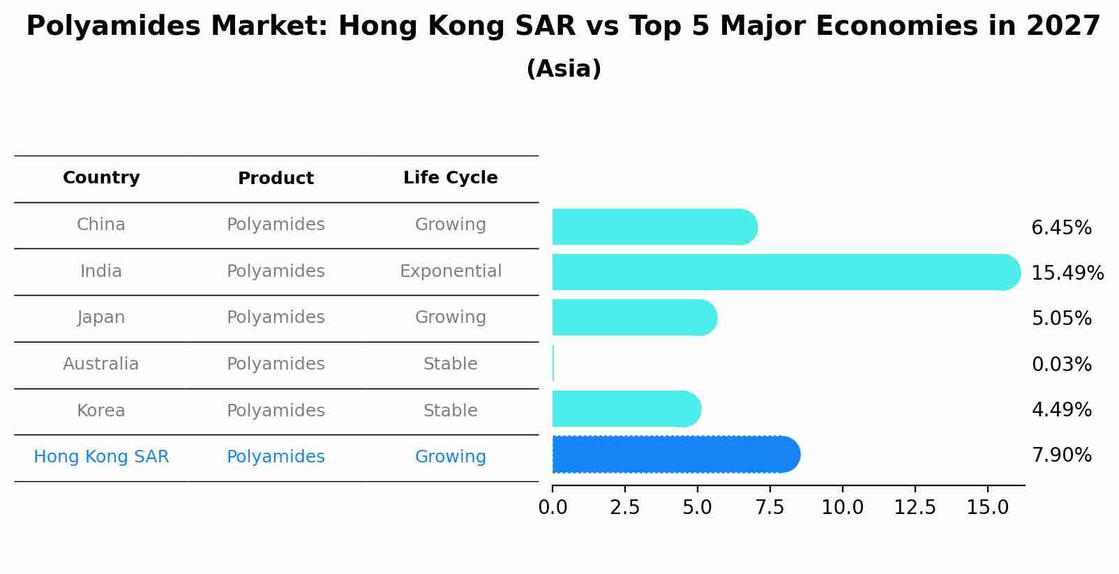 Polyamides Market: Hong Kong SAR vs Top 5 Major Economies in 2027 (Asia)