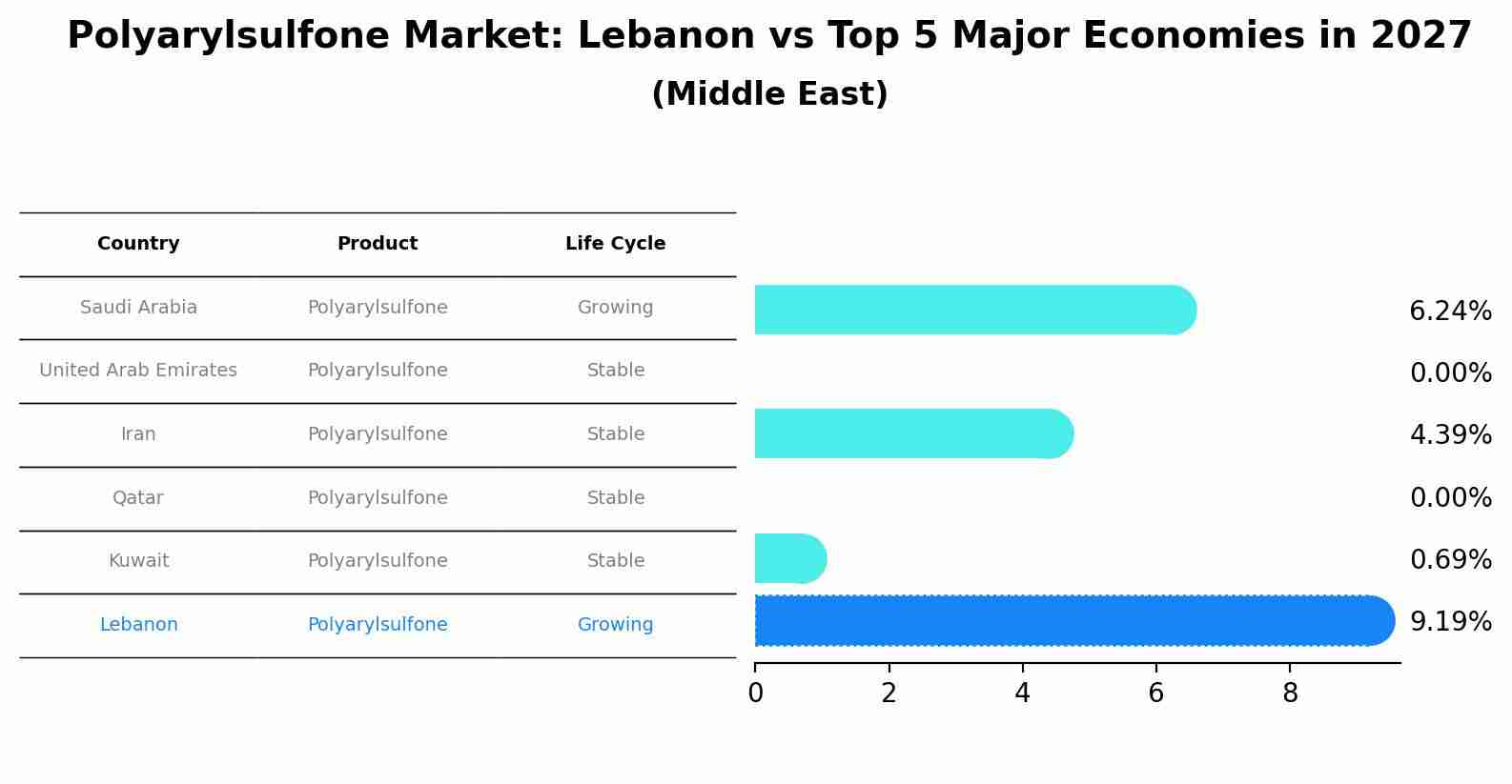 Polyarylsulfone Market: Lebanon vs Top 5 Major Economies in 2027 (Middle East)