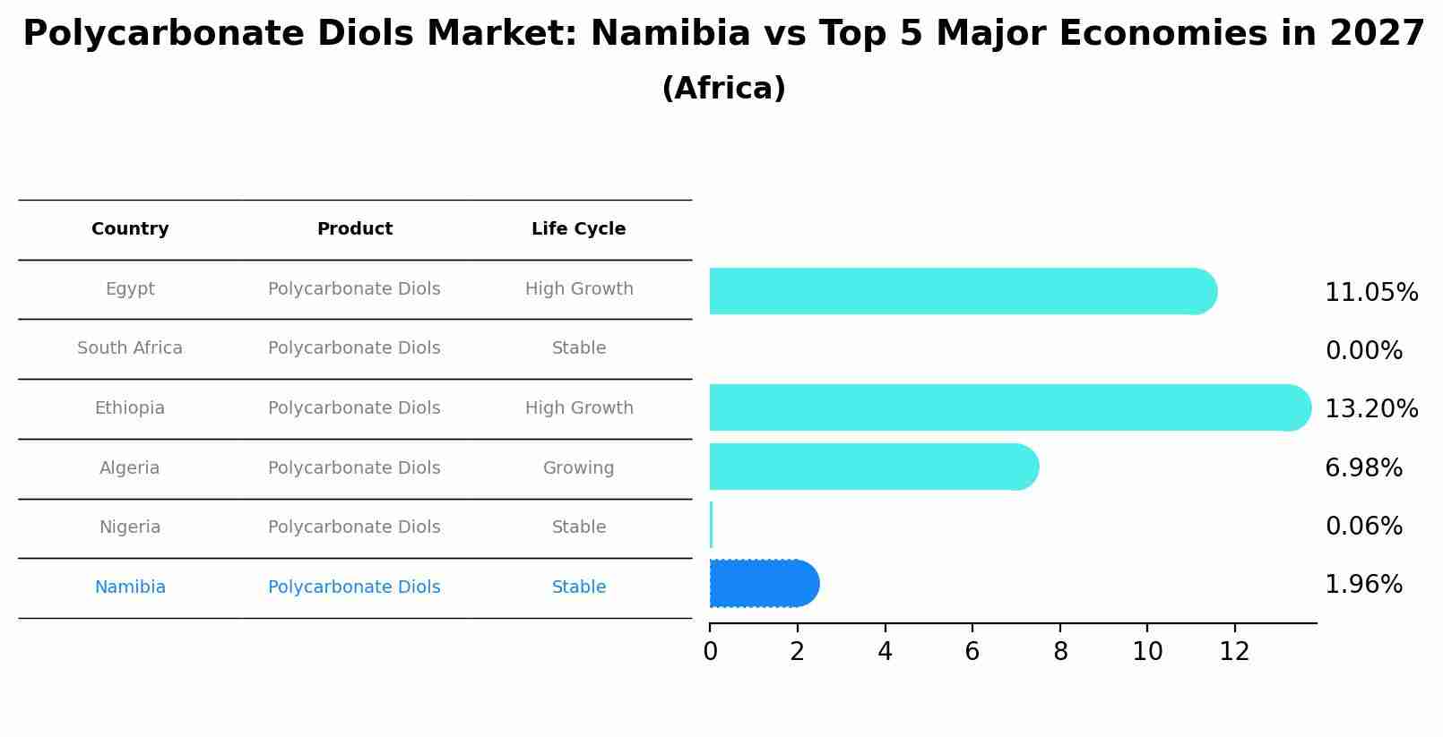 Polycarbonate Diols Market: Namibia vs Top 5 Major Economies in 2027 (Africa)