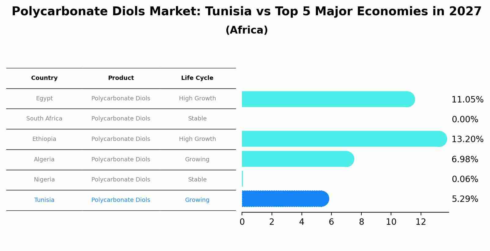 Polycarbonate Diols Market: Tunisia vs Top 5 Major Economies in 2027 (Africa)