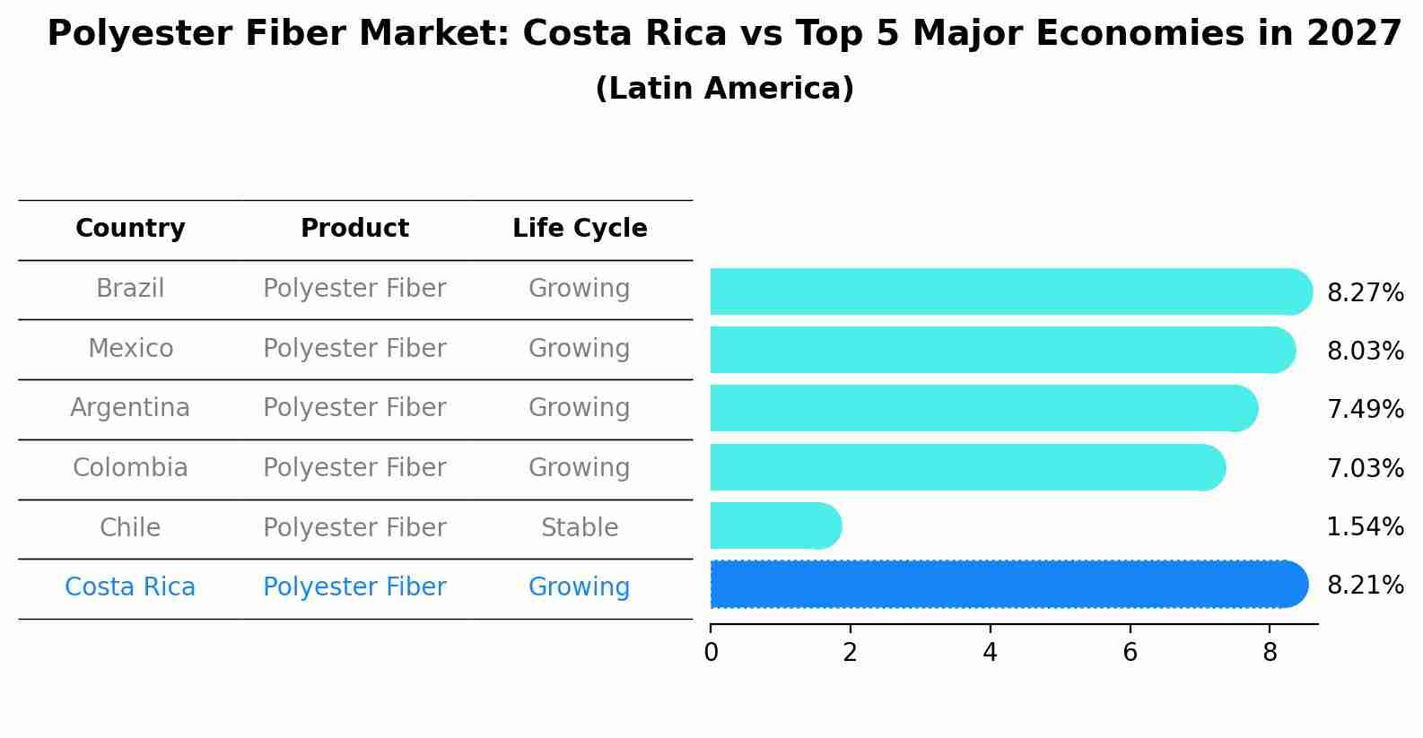 Polyester Fiber Market: Costa Rica vs Top 5 Major Economies in 2027 (Latin America)