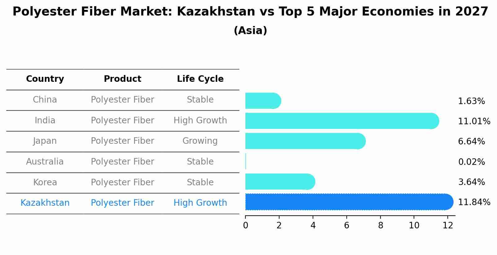 Polyester Fiber Market: Kazakhstan vs Top 5 Major Economies in 2027 (Asia)