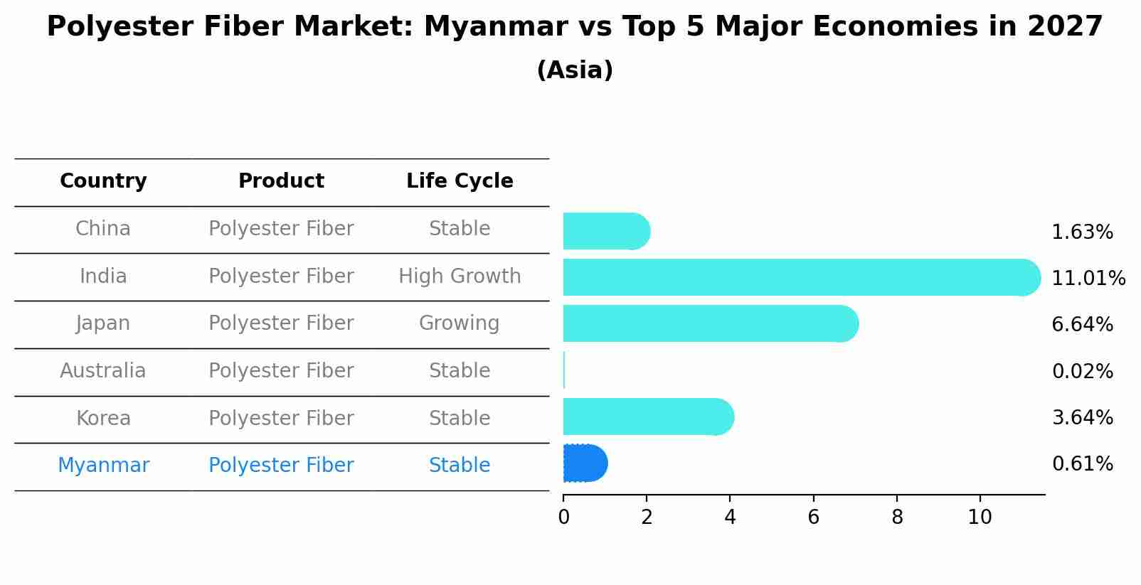 Polyester Fiber Market: Myanmar vs Top 5 Major Economies in 2027 (Asia)
