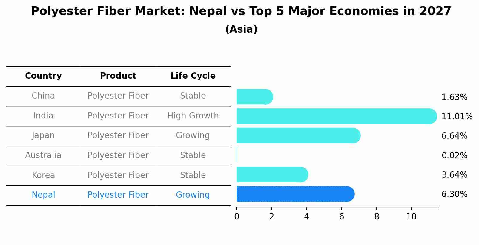 Polyester Fiber Market: Nepal vs Top 5 Major Economies in 2027 (Asia)