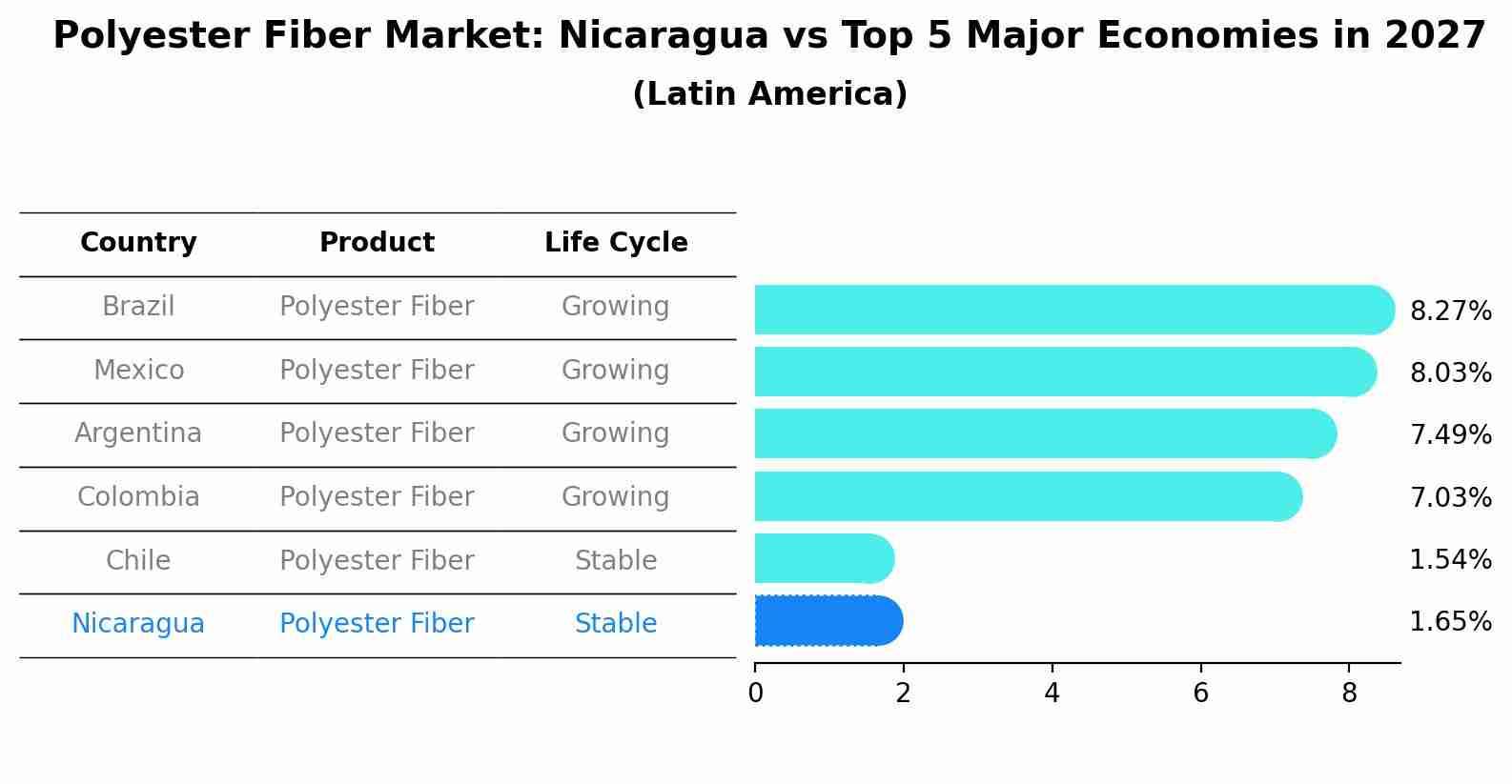 Polyester Fiber Market: Nicaragua vs Top 5 Major Economies in 2027 (Latin America)