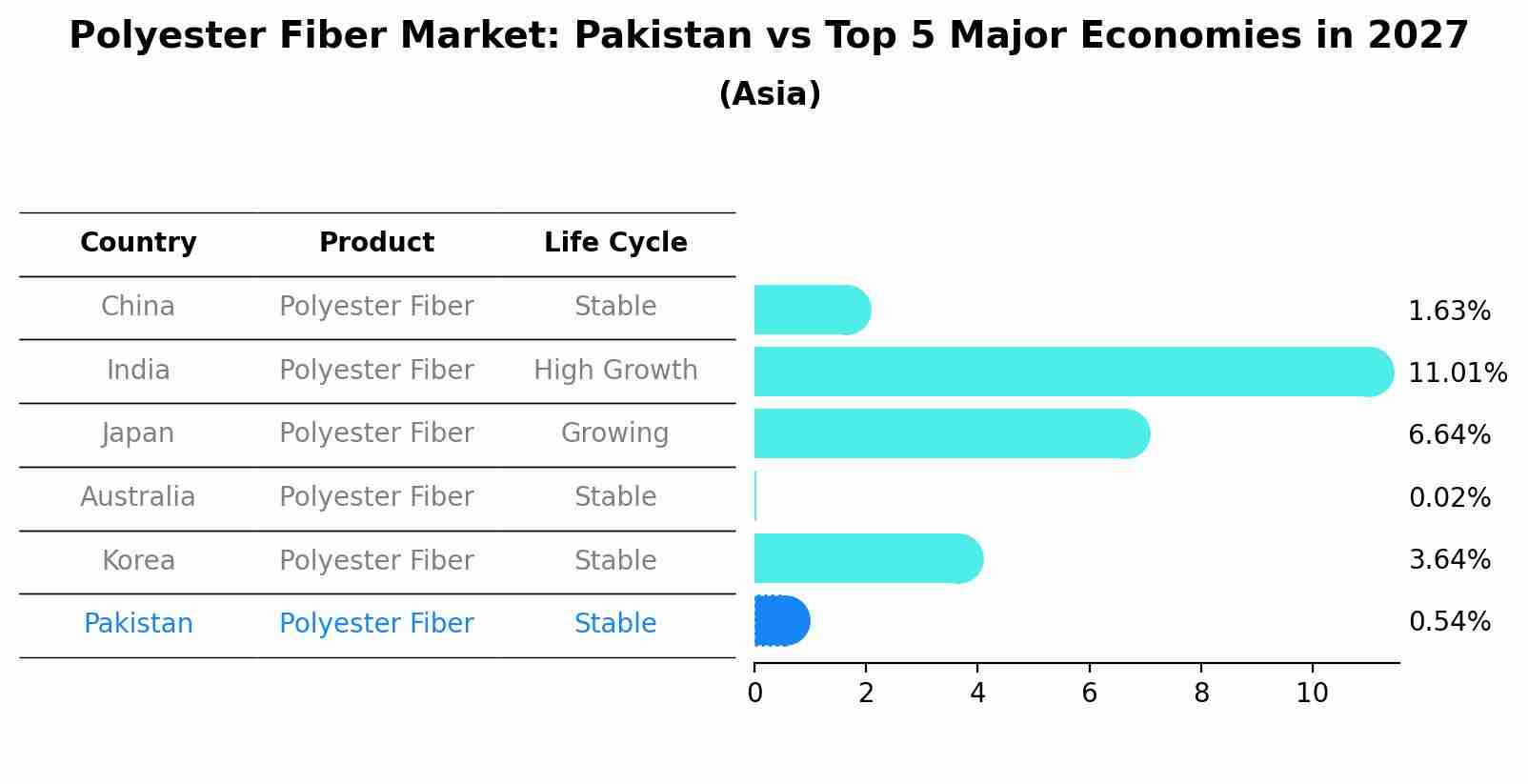 Polyester Fiber Market: Pakistan vs Top 5 Major Economies in 2027 (Asia)