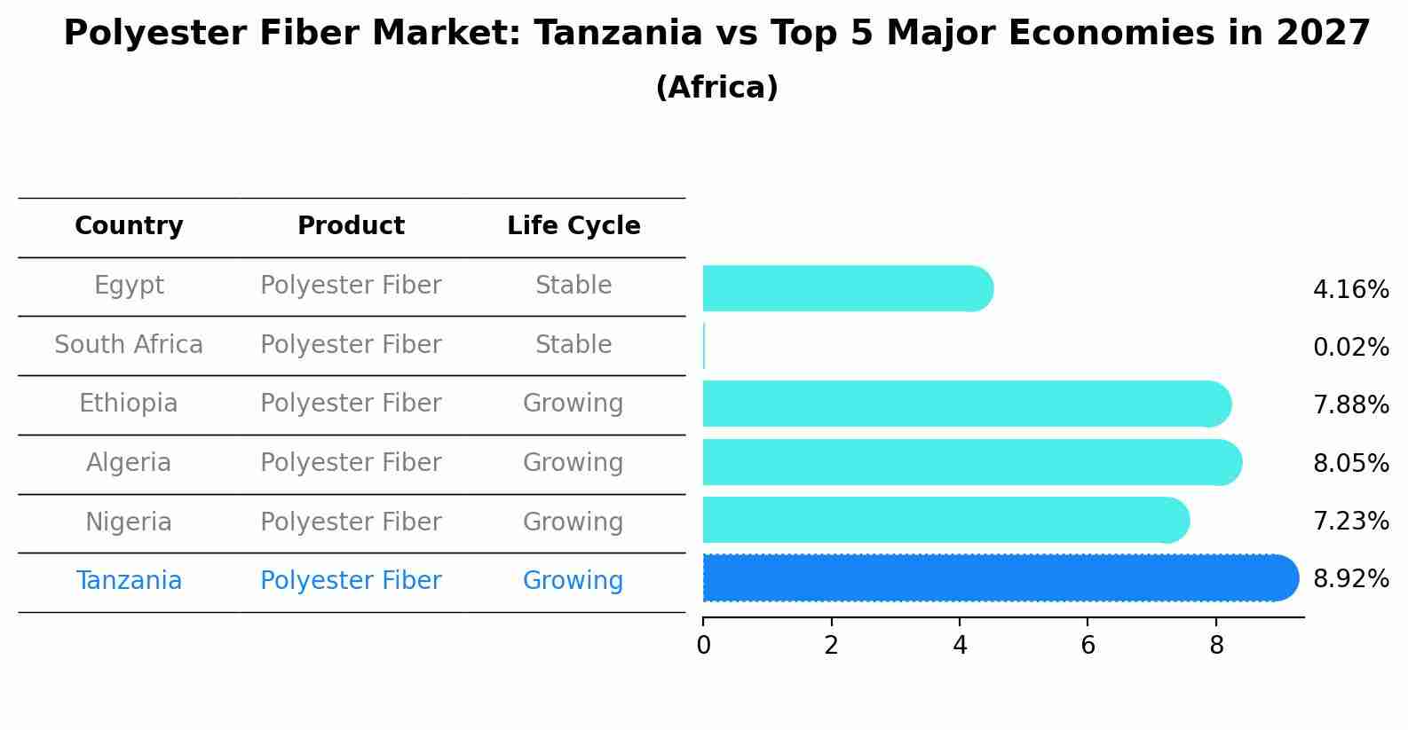 Polyester Fiber Market: Tanzania vs Top 5 Major Economies in 2027 (Africa)