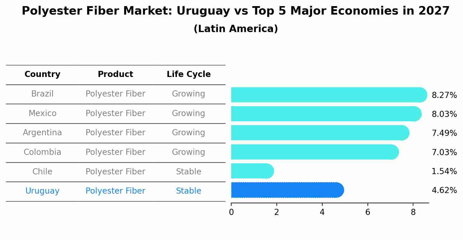 Polyester Fiber Market: Uruguay vs Top 5 Major Economies in 2027 (Latin America)