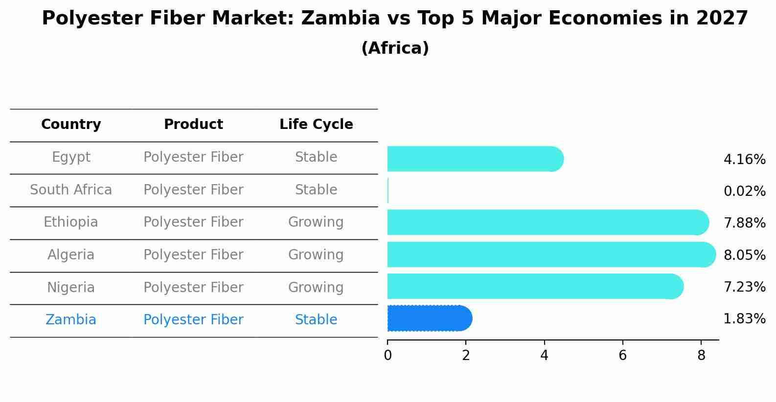 Polyester Fiber Market: Zambia vs Top 5 Major Economies in 2027 (Africa)