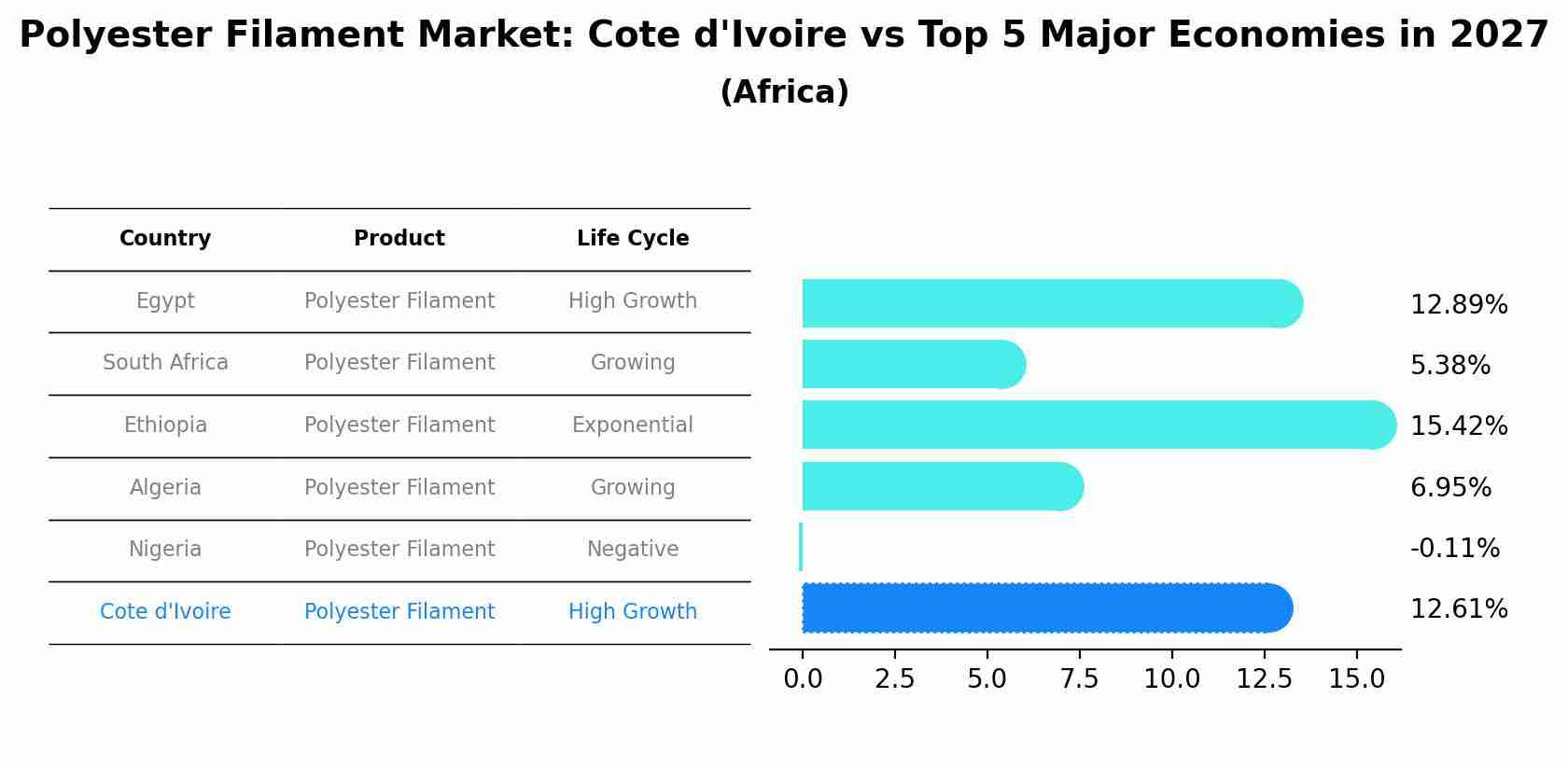 Polyester Filament Market: Cote d'Ivoire vs Top 5 Major Economies in 2027 (Africa)