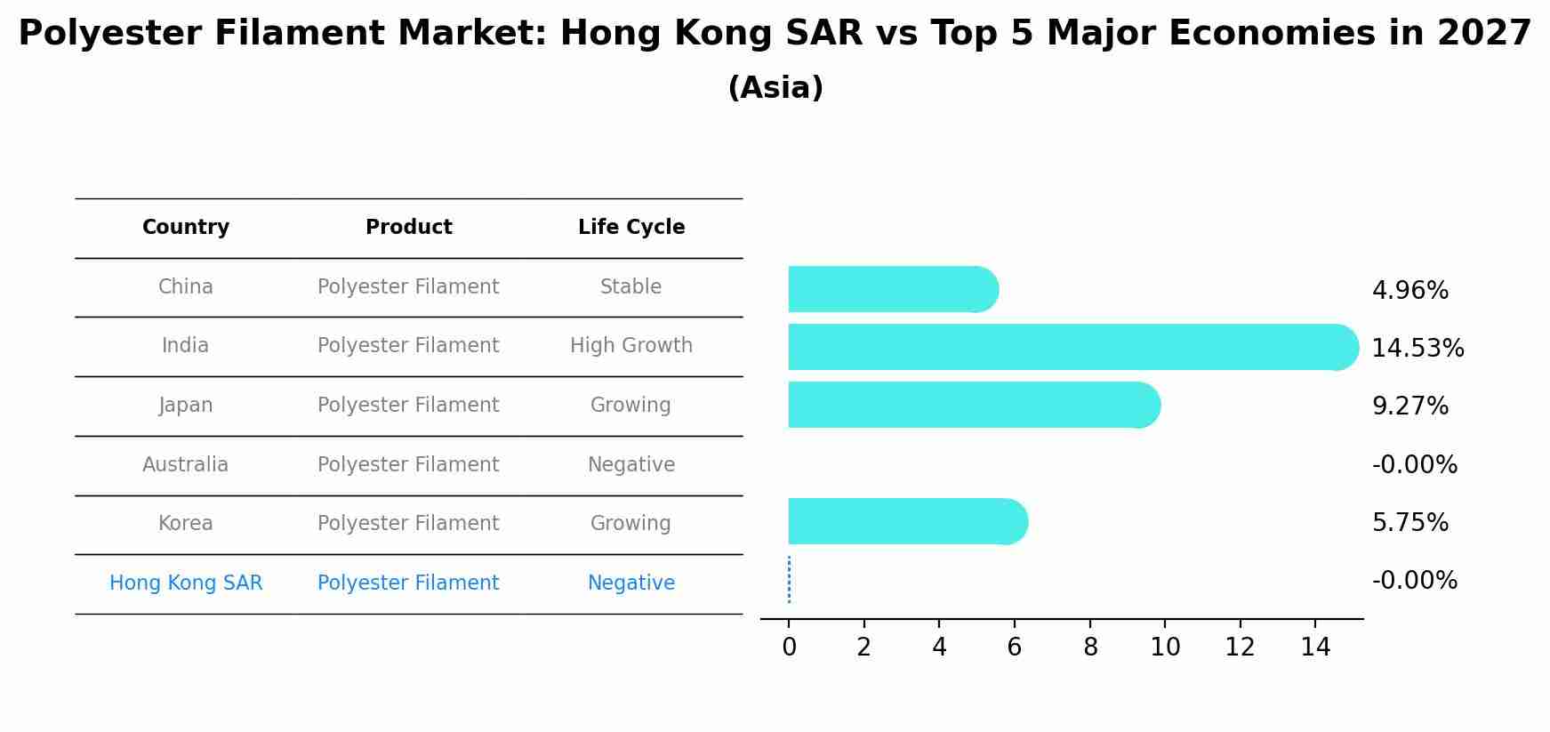 Polyester Filament Market: Hong Kong SAR vs Top 5 Major Economies in 2027 (Asia)