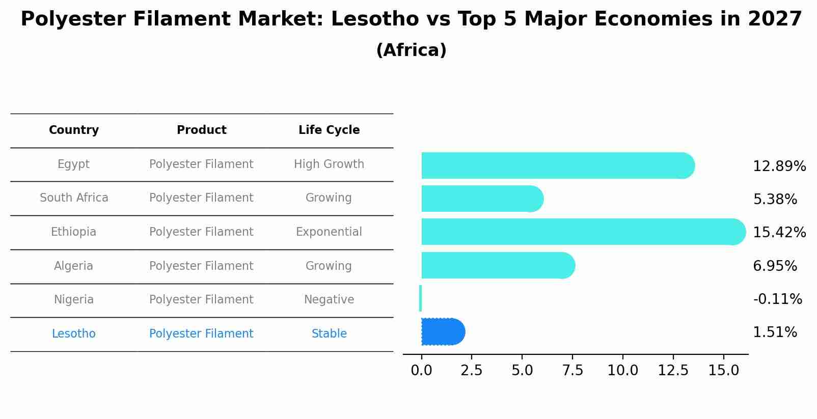 Polyester Filament Market: Lesotho vs Top 5 Major Economies in 2027 (Africa)