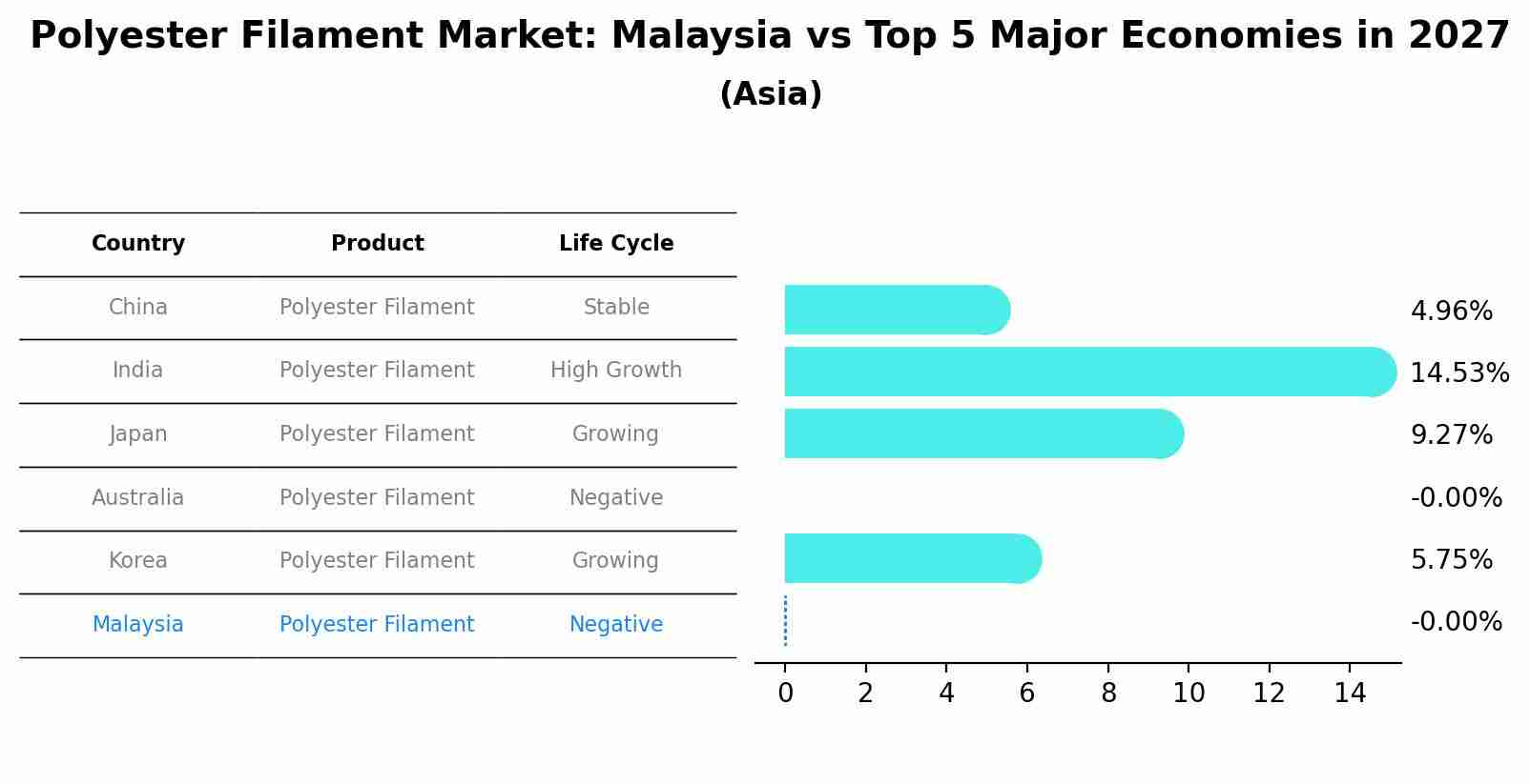 Polyester Filament Market: Malaysia vs Top 5 Major Economies in 2027 (Asia)