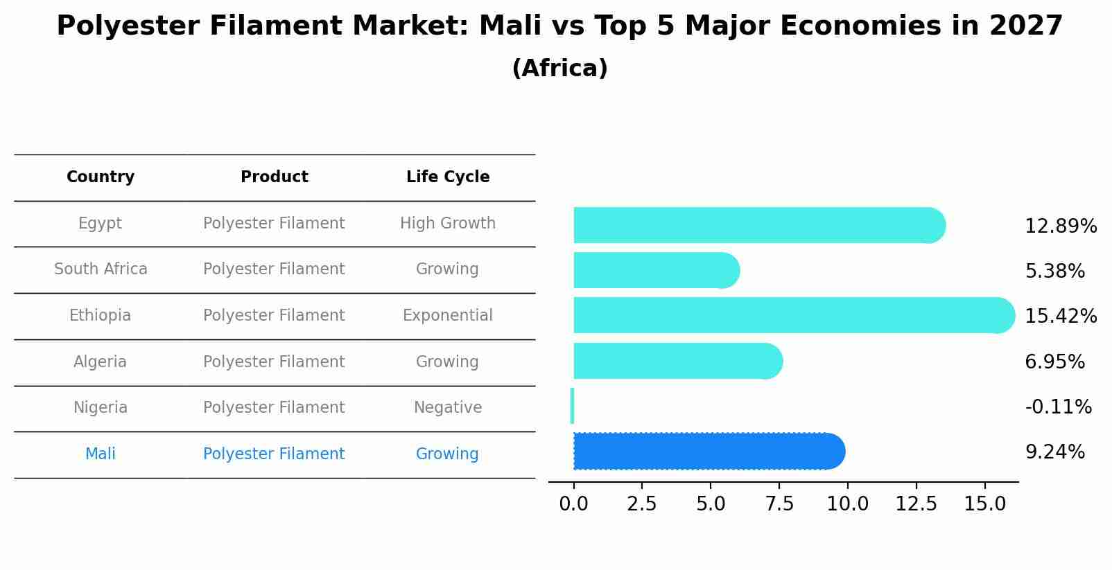 Polyester Filament Market: Mali vs Top 5 Major Economies in 2027 (Africa)