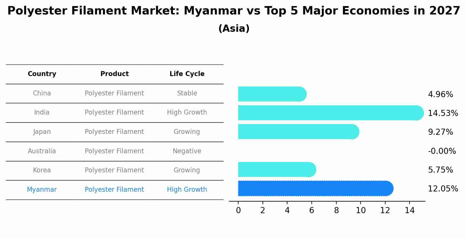 Polyester Filament Market: Myanmar vs Top 5 Major Economies in 2027 (Asia)